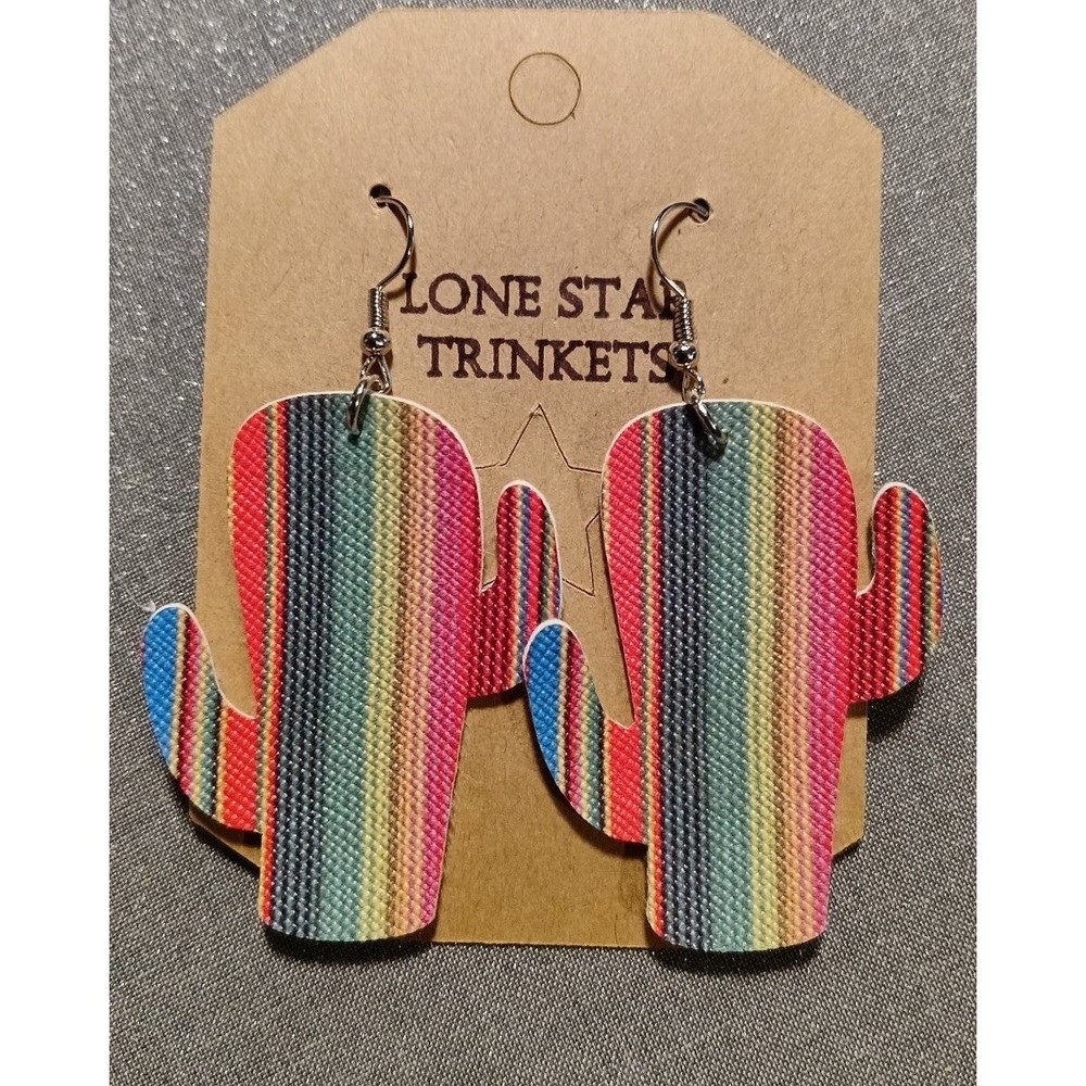 Serape Cactus Mexican Style Earrings